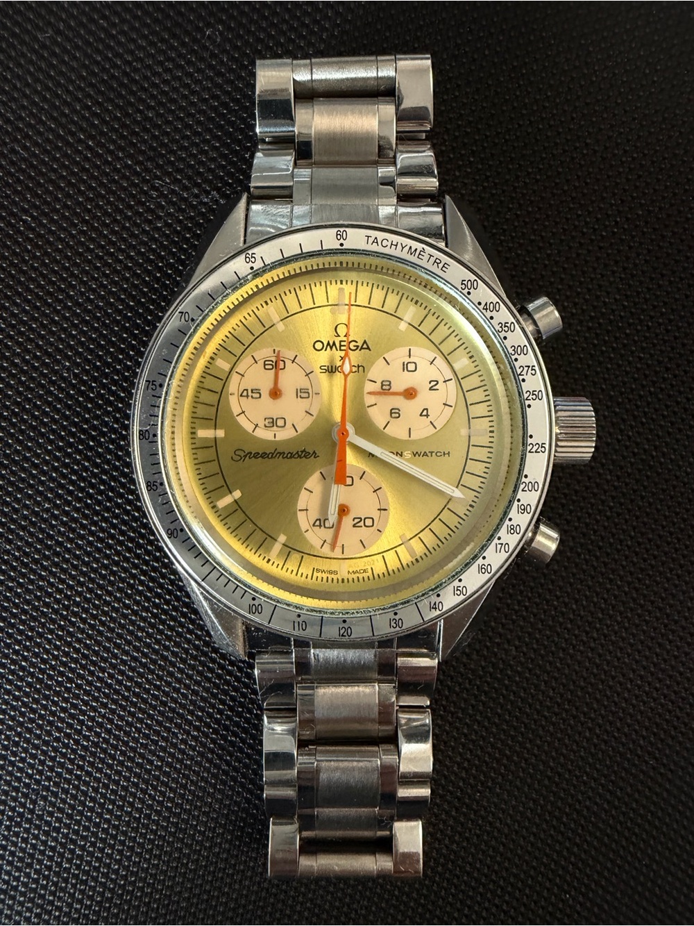 Omega Speedmaster / Swatch Moonswatch Yellow Dial Mod